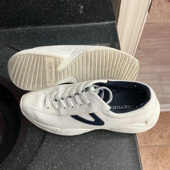 Tretorn White and Navy Women’s Canvas Sneakers - Picture 1 of 5